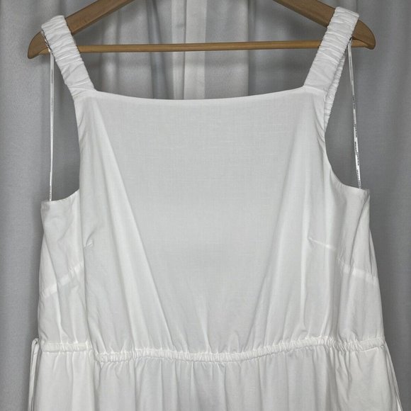 SOLD NWT Country Road White Cotton Maxi Dress Size 16 Elastic Detail Tie Slit - Picture 6 of 16